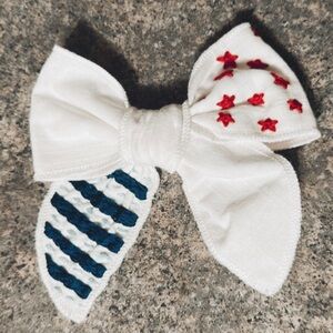 4th of July hand embroidered hair bow